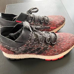 Adidas Pureboost RBL Carbon Black and Active Red-Lightly worn-Mens Running Shoe